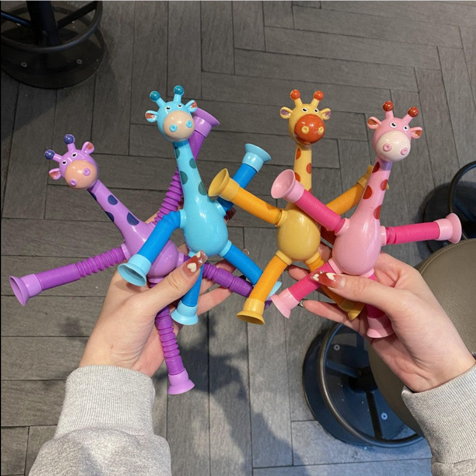 4 PCS Cartoon Giraffe Suction Cup Hose Fidget Toys