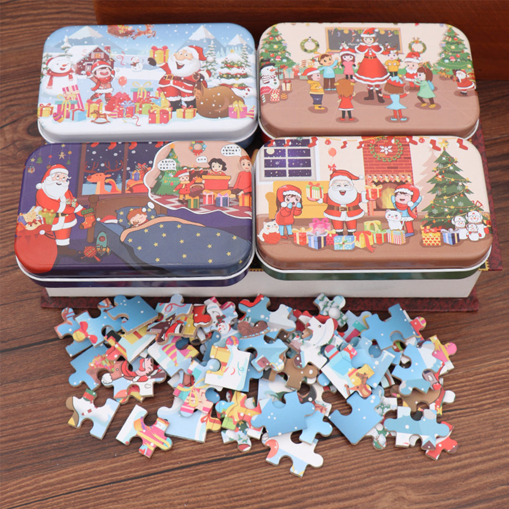 60Pcs Handmade DIY Santa Claus Jigsaw Puzzles Toys For Kids Christmas Gift